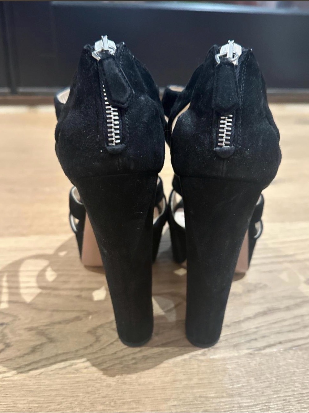 Prada Black Suede Crisscross Strappy Sandals - Picture 3 of 4